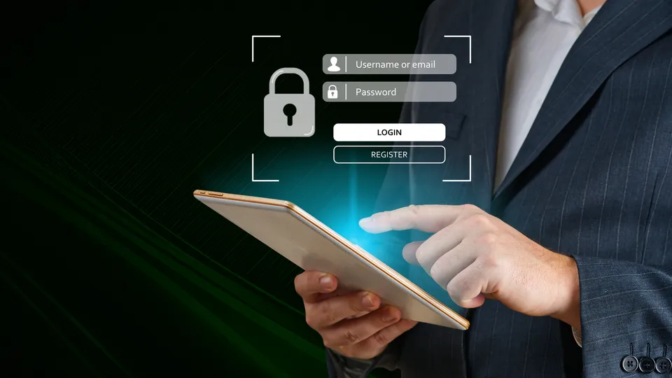 Illustrative photo: Tablet showing a login screen.